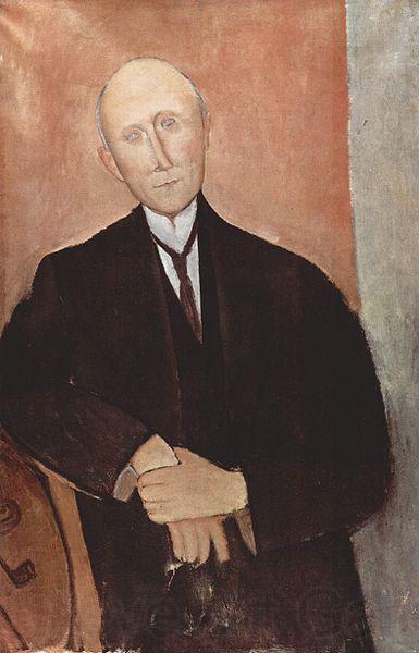 Amedeo Modigliani Sitzender Mann vor orangem Hintergrund